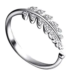 University Trendz Silver Plated Adjustable Leaf Ring For Women's and Girls (Silver)