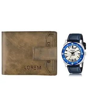 LOREM LOREM Combo of Men Watch & Artificial Leather Wallet-FZ-WL23-LR54