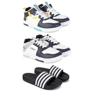 DRACKFOOT Men's Stylish Casual Shoes | Comfortable & Trendy Daily WearPremium Casual Shoes for MenGR-(3-Combo)-1074-1075-3024-9 Multicolor