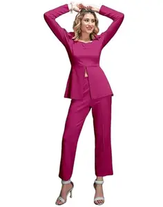 Women Lycra Top and Bottom Co-Ords Set for Women, Top & Palazzo Set, Coord Set_BVM-142_02_M