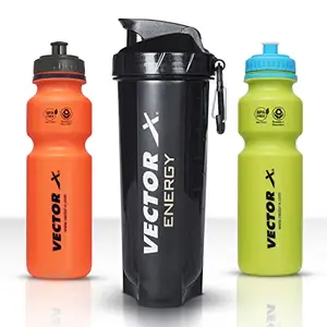 Vector X Combo of Shaker and Sipper Protein Shaker/Sipper/Bottle for Gym and Body Builders/Gym Accessories/Shaker/Sipper 750ML 2 Sipper and 1 Shaker(Pack of 3)