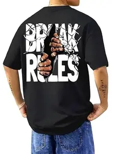 ENCIGER Men's Oversized Cotton T-Shirt Pack | Drop Shoulder Graphic Printed Casual Streetwear Combo | Baggy Hip-Hop Tshirts