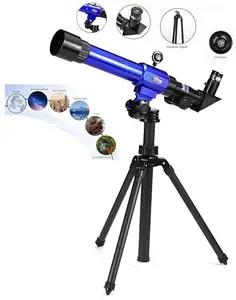 Nizomi Telescope for Kids Beginners, 20X, 40X, 60X Eyepiece Astronomical with Extendable Triangle Bracket Bracket Adjustment Button, Monocular Portable Travel Telescope