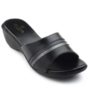 Liberty Senorita JFL 62E Casual Heel Sandal For Women With PU Sole | PVC Outsole Comfortable Footbed | Durable And Lightweight | Summer Footwear | Everyday Wear Outdoor Indoor (Black 41EU)
