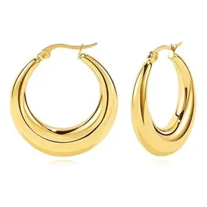KRYSTALZ Exquisite Gold Plated Thick Chunky Stainless Steel Hoop Earring for women