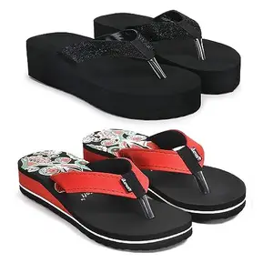 Duosoft Extra Soft Ortho Slippers for Men's(21-SimmerBlack And 02-Red-05)