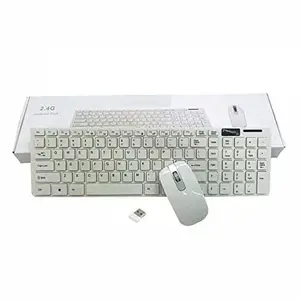 Rexmon Ultra Thin Combo of Multimedia Wireless Keyboard & Mouse Compact Light-Weight for PCs/Laptops and Smart TV (White Color)
