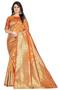 Shasmi Women's Banarasi Saree Pure Kanjivaram Silk Saree Soft new ladies 2026 Design Wear Pattu Sarees Latest Cotton Party Sari collections With Blouse Piece for Wedding sadi (PARI S-2)