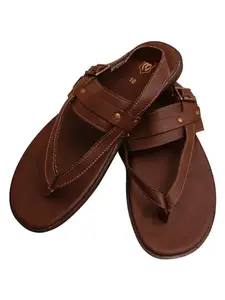 Manyavar Deep Mahogany Brown Ethnic Sandals|Men's Ethnic Jutti | Flip-Flops| Sandals for Men