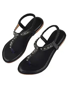 WalkTrendy Womens Black Sandals - 6 Uk (Wtwf371_Black_39)