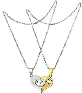 Ajju AJAY TANYA gold silver Heart shape Couple Locket Best Couple Valentine And Friendship GIft