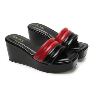 ICONICS Women Sandal,Black,UK-7