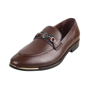 Metro Men Brown Formal Leather Flat Shoes UK/9 Eu/43 (14-246)