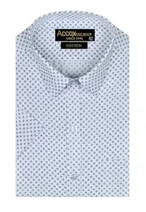 ACCOX Men's Breathable Cotton Half Sleeves Regular Fit Checkered Dot Printed Formal Shirt for Men (GCR242)