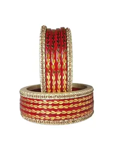 Radhe rani bangles's Exquisite Handcrafted Lac Bangles Set for Women by Japuri Artist - Perfect for Housewives and women With Traditional-Rajasthani Look | chuda set (Red, 2.6)