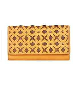 KOMPANERO Genuine Leather Women's Wallet (C-12616-MUSTARD)