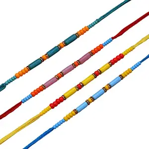 VOYLLA Set of 4 Colorful Beads embedded Rakhi