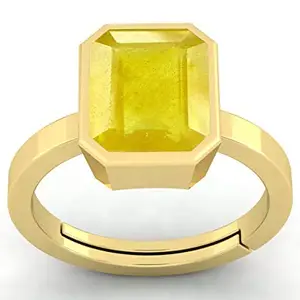 LMDPRAJAPATIS 16.25 Ratti 15.40 Carat Pukhraj Guru Graha Rashi Ratan Panchdhatu Natural Yellow Sapphire Gemstone Gold Plated Ring for for Men and Women By Lab - Certified