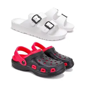Men's Rover Lightweight Comfortable| Slides|Clogs| Sandals with Adjustable Back Strap for Men Combo(AB)-3113-3017-9 Red-5823