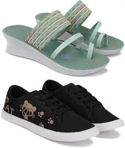 BERSACHE Extra Soft Classic Casual Slides for Women with Regular wear | Ultra Soft & Flexibility Technology | Combo(AP)(PP)-1948-1629 Multicolor