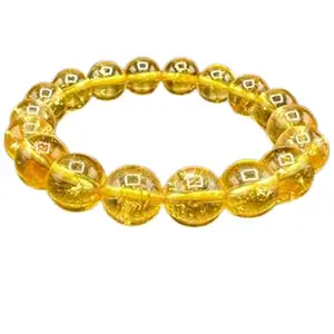 RRJEWELZ Natural Citrine 10mm Round Shape Smooth Cut Beads 7 Inch Stretchable Bracelet For Men & Women. Unisex Bracelet For Healing, Meditation, Prosperity, Gift & Luck|STBR_RR_10968_7.0