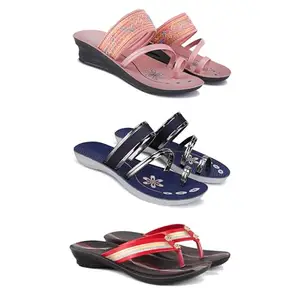 Women's Comfortable Sandal,Casual Lightweight Sandal for Everyday Wear for women's(GR-(COMBO-3)-1950-1945-1958-5)