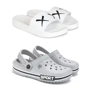 WINGSCRAFT-Lightweight Classic Clogs | Sandals |Slider Adjustable Back Strap for Men-Combo(2)_S-3029-3016-10 Grey