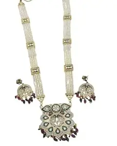 Bavaliya Hub Jewels Royal Antique Rajwadi Long Rani Haar Sets for Women, Indian Bridal Necklace and Earrings Set, Gold