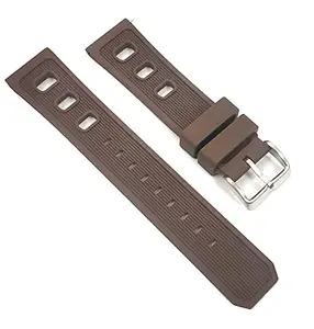 Ewatchaccessories 22mm Silicone Rubber Watch Band Strap Fits HYDRO L3840456 Brown Pin Buckle