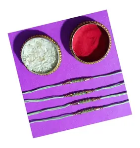 MOOLYAVAAN PRODUCTS Golden Green Beads Designer Rakhi | RakshaBandhan Rakhi | With Roli & Chawal (MOOLYA-030) (Pack of (2)