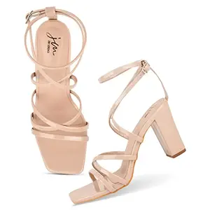 JM LOOKS Casual Heel Beige Sandals Solid Comfortable Sole For Womens & Girls