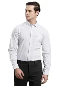 Turtle Men Cotton Stretch Slim Fit Printed Grey Casual Shirt