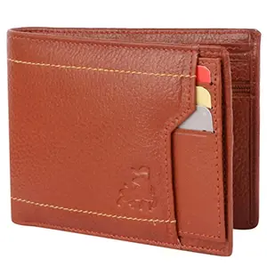 Zorfo Genuine Lather Wallet with 7 Card Slots, Coin Slot, Hidden Pocket & Premium Gift Box (Tan)