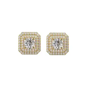 Silvermist Jewelry Silvermist 925 Sterling Silver Octagon Diamond Jacket Earrings | Two In One Stud Earrings For Women | Everyday Earrings | Gifts for Mom | Birthday Gift For Her | With Certificate of Authenticity and 925 Stamp
