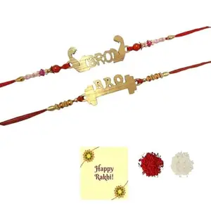 Avanti Creations Bro Gym Rakhi Set For Brother Bhai Bhaiya | Combo For Elder Younger Brother | Pack Of 2 Rakhi For Unisex Adult | 1 Roli Tilak Pack | 1 Greeting Card