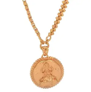 Radha's Creations Traditional Laxmi PENDANT chain Medium length 20" inches Length One Gram Gold Plated For Women and Girls No.1040
