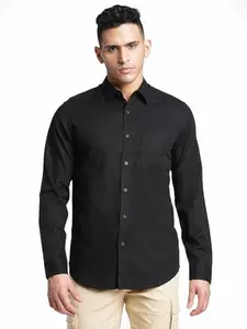 BLUE BUDDHA Everyday Elegance Men's Full Sleeve Cotton Shirt Black