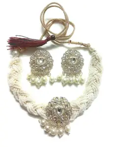 Elixir Handicrafts Women's Pearl Kundan Choker Set | Traditional Indian Bridal Jewellery for Festivals & Weddings