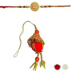 RangaRang Creations Set of 2 Rakhi for Bhaiya bhabhi | Pearl and Beads Design | Gifting For Rakshabandhan.(Only Rakhi Not include accessories)
