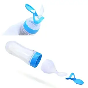 RB POINT Infant Baby Silicone Feeding Bottle with Measuring Spoon Feeder Food Rice Cereal 1 pc