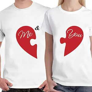 DreamBag Limit Fashion Store - Me & You Unisex Couple T-Shirt (Men-M/Women-M) White