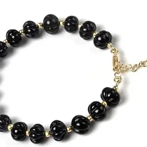 JP JEWELS Crystal Stone Bracelet, For Women, Girls, Stylish Latest Natural Quartz Healing Stone Beads Bracelet (Black)