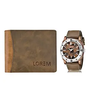 LOREM LOREM Combo of Men Watch & Artificial Leather Wallet-FZ-WL26-LR53