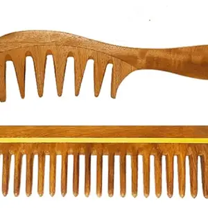 Rufiys Wide Tooth Neem Wooden Comb for Hair Growth Women & Men (Combo Pack)