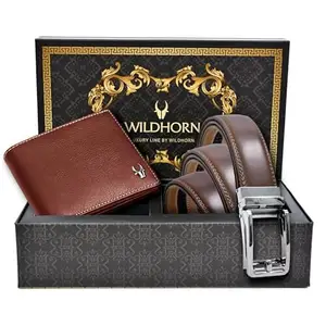 WildHorn® Premium Leather Wallet & Premium Auto Lock Belt for Men | Combo Gift Set for Men | Ideal for Birthday, Anniversary & Festive Gifting (Maroon)