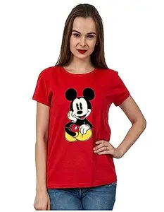 Be Crazy Women's Mickey Graphic Printed 100% Cotton T-Shirt - Regular Fit, Round Neck, Short Sleeves T Shirt for Women (XXX-Large)