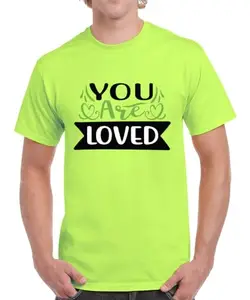 Caseria Men's Cotton Graphic Printed Half Sleeve T-Shirt - Loved You are (Liril Green, XL)