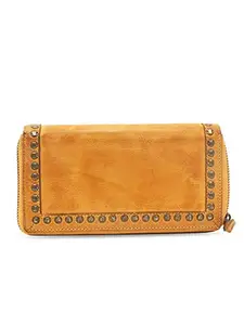 KOMPANERO Genuine Leather Yellow Womens Wallet(C-11989-MUSTARD)
