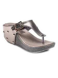 Bruno Manetti Gunmetal Women Fashion Sandals Wedges