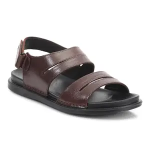 ID Men's Brown Velcro Soft Padded Leather Sandals
